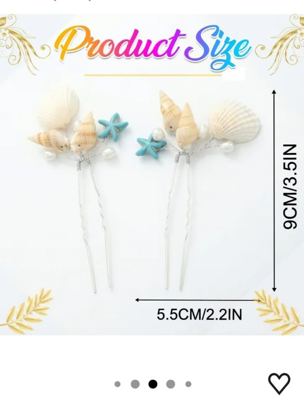 Mermaid Seashell Hair Pins - White & Turquoise Beach Bridal Hair Accessories